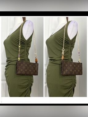 Vintage LOUIS VUITTON Monogram Women’s Bucket Pouch GM Brown, Beige Authentic